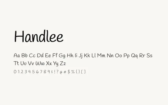 Handlee specimen from Google Fonts