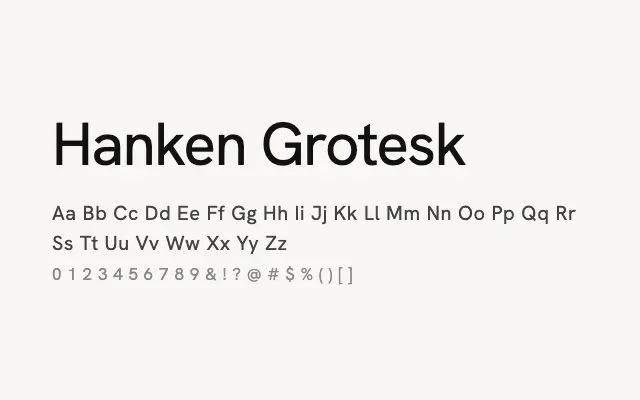 Hanken Grotesk specimen from Google Fonts