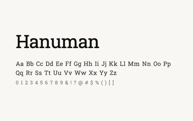 Hanuman specimen from Google Fonts