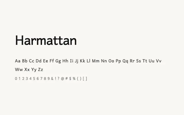 Harmattan specimen from Google Fonts