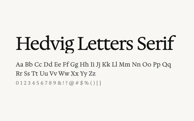 Hedvig Letters Serif specimen from Google Fonts