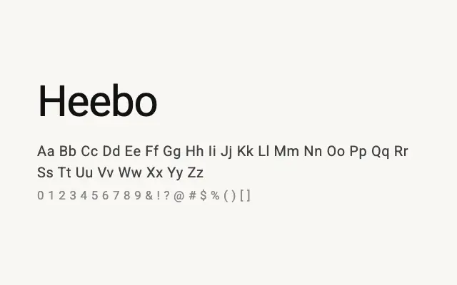 Heebo specimen from Google Fonts
