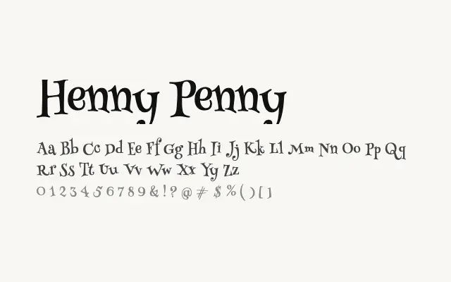 Henny Penny specimen from Google Fonts