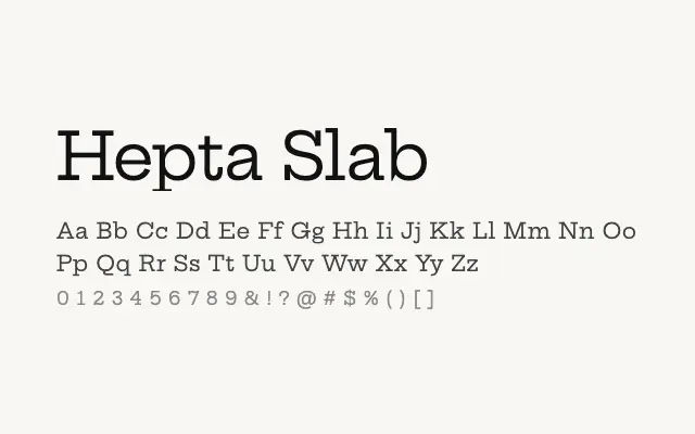 Hepta Slab specimen from Google Fonts