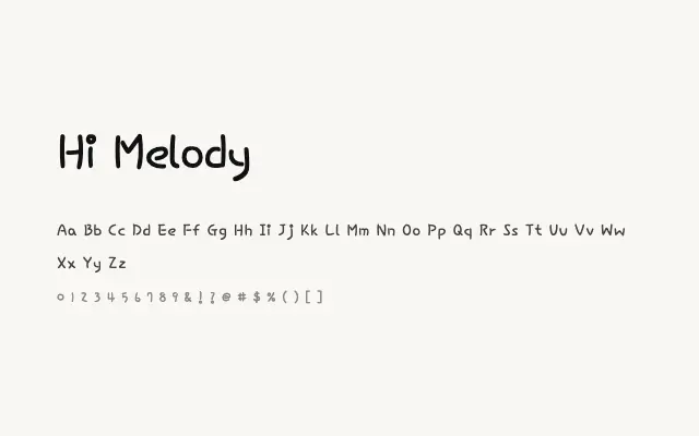 Hi Melody specimen from Google Fonts