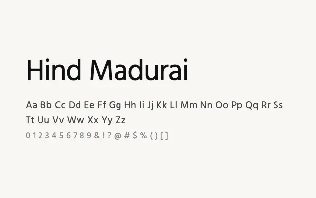Hind Madurai specimen from Google Fonts