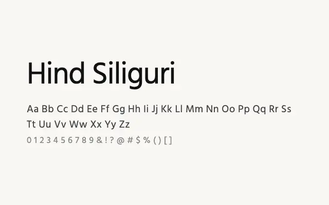Hind Siliguri specimen from Google Fonts