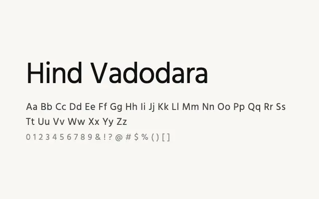 Hind Vadodara specimen from Google Fonts
