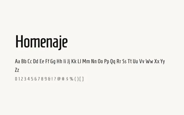 Homenaje specimen from Google Fonts