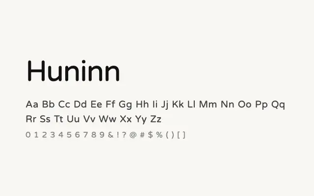 Huninn specimen from Google Fonts
