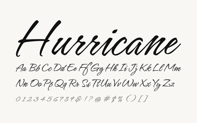 Hurricane specimen from Google Fonts