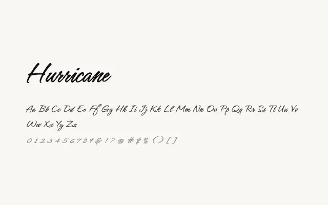 Hurricane specimen from Google Fonts