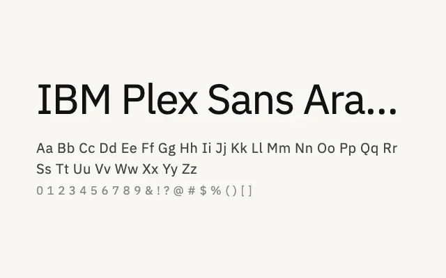 IBM Plex Sans Arabic specimen from Google Fonts