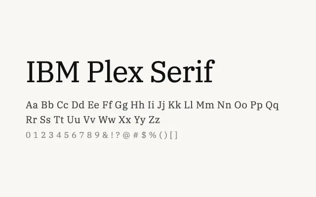 IBM Plex Serif specimen from Google Fonts