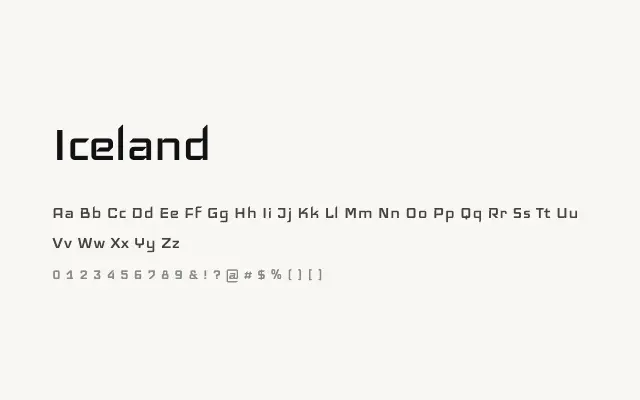 Iceland specimen from Google Fonts