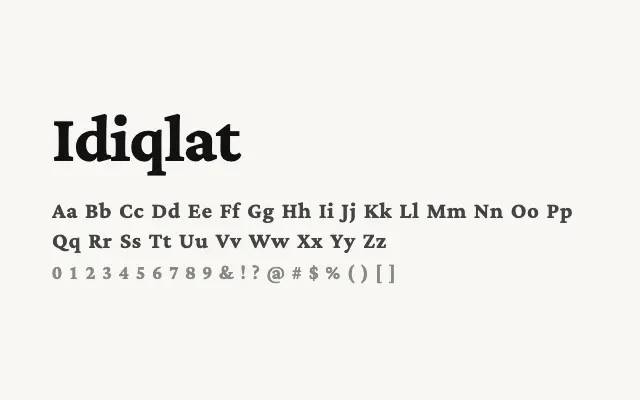 Idiqlat specimen from Google Fonts