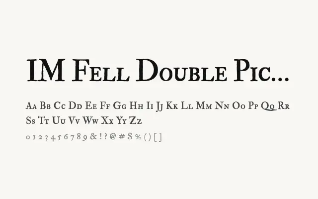 IM Fell Double Pica SC specimen from Google Fonts