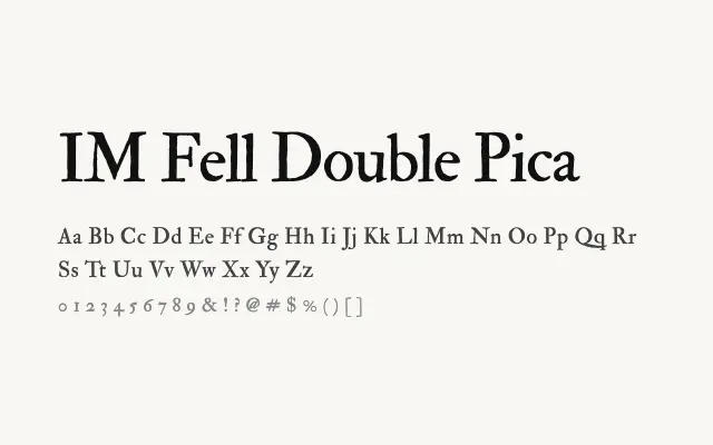 IM Fell Double Pica specimen from Google Fonts