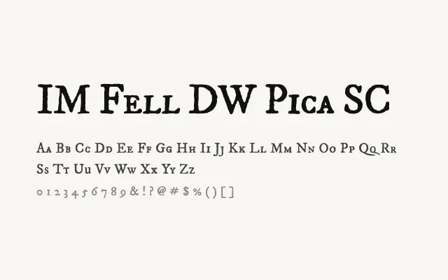IM Fell DW Pica SC specimen from Google Fonts