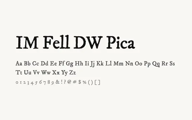 IM Fell DW Pica specimen from Google Fonts