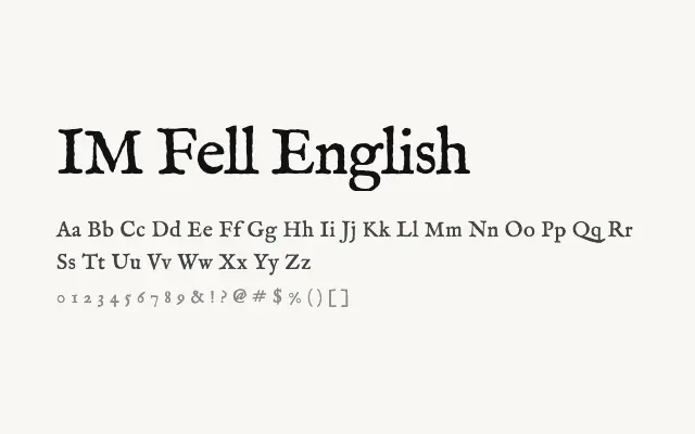 IM Fell English specimen from Google Fonts