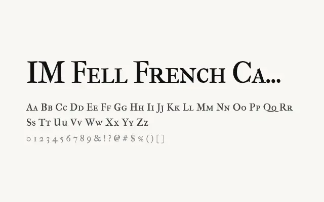 IM Fell French Canon SC specimen from Google Fonts
