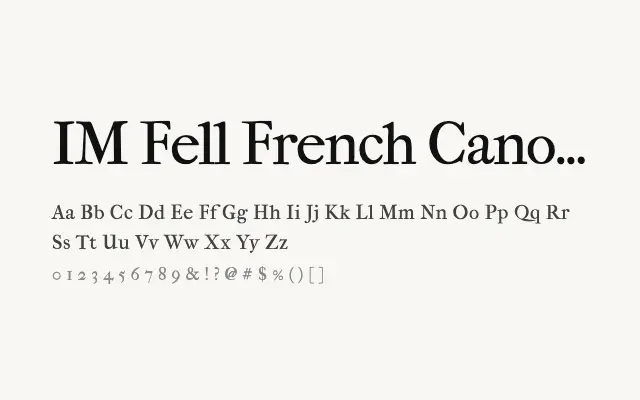 IM Fell French Canon specimen from Google Fonts