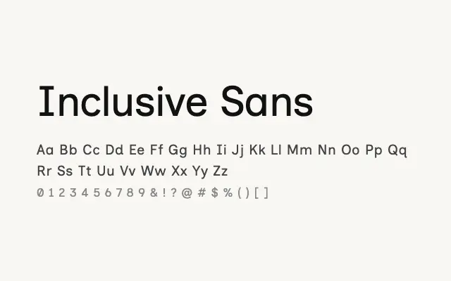 Inclusive Sans specimen from Google Fonts