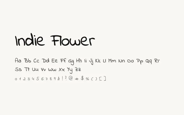 Indie Flower specimen from Google Fonts