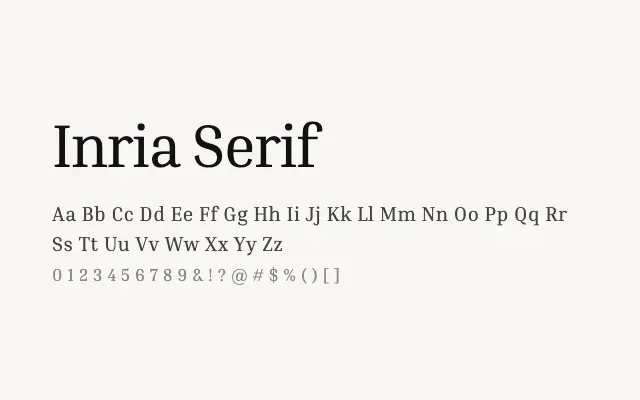 Inria Serif specimen from Google Fonts