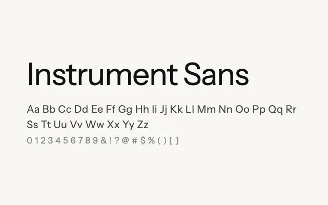 Instrument Sans specimen from Google Fonts