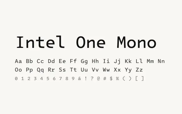 Intel One Mono specimen from Google Fonts