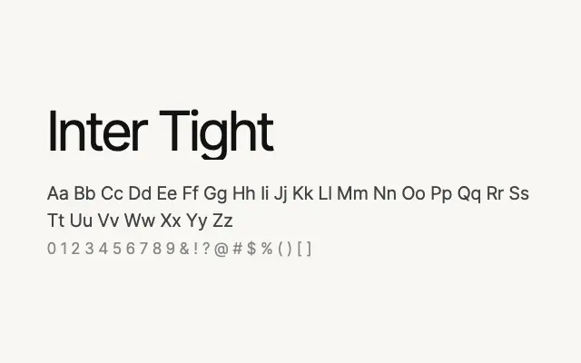 Inter Tight specimen from Google Fonts