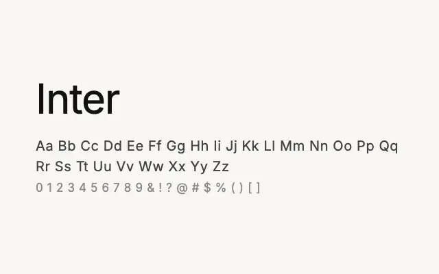 Inter specimen from Google Fonts