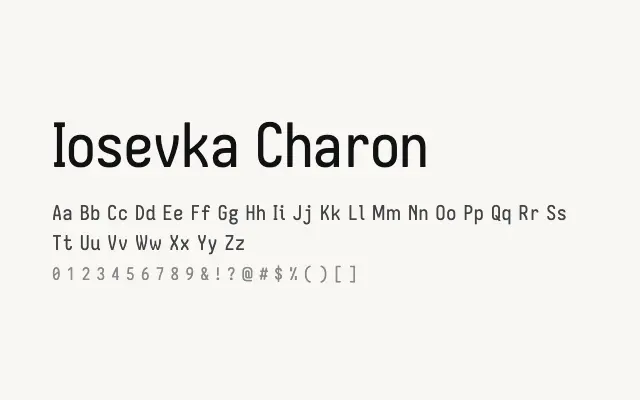 Iosevka Charon specimen from Google Fonts