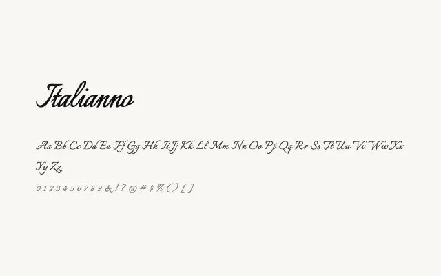 Italianno specimen from Google Fonts