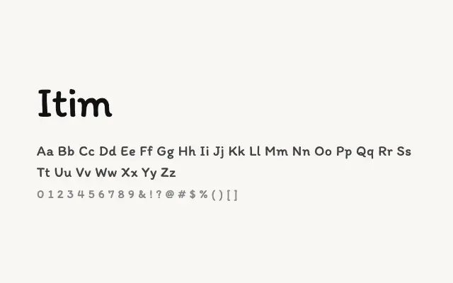 Itim specimen from Google Fonts