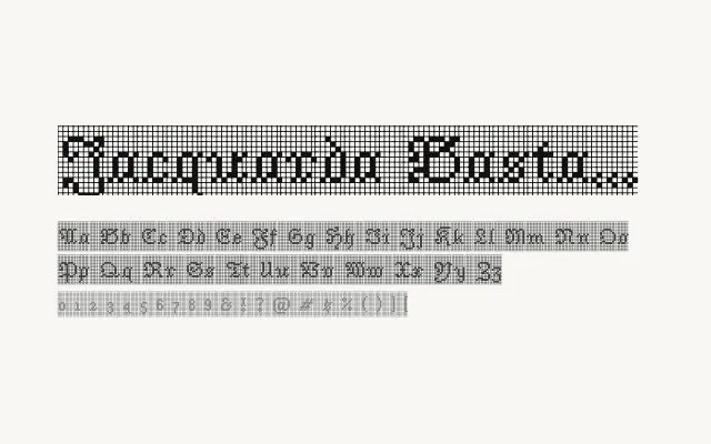 Jacquarda Bastarda 9 Charted specimen from Google Fonts
