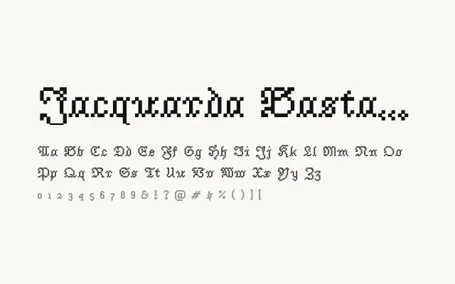 Jacquarda Bastarda 9 specimen from Google Fonts