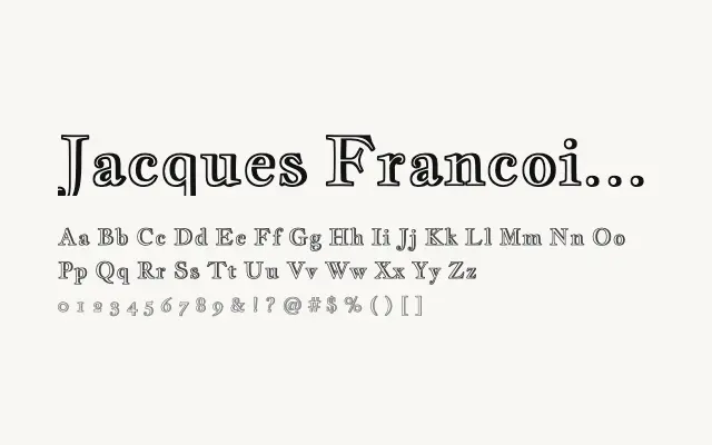 Jacques Francois Shadow specimen from Google Fonts