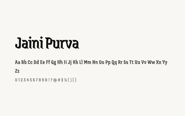 Jaini Purva specimen from Google Fonts