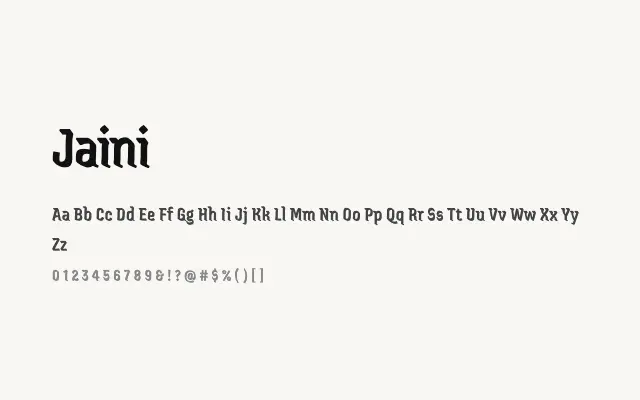 Jaini specimen from Google Fonts