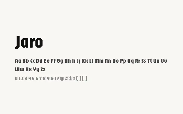 Jaro specimen from Google Fonts