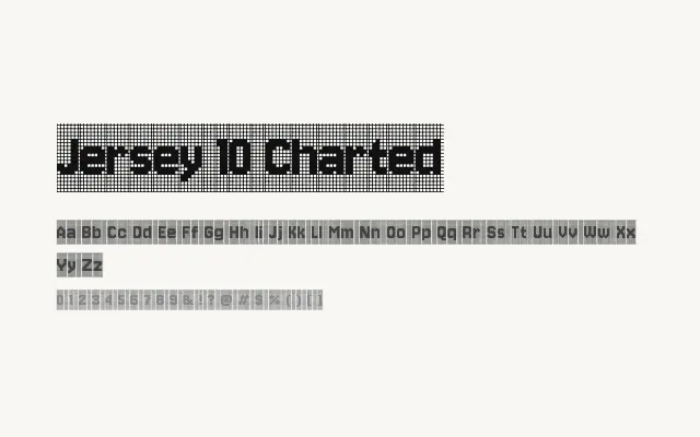 Jersey 10 Charted specimen from Google Fonts