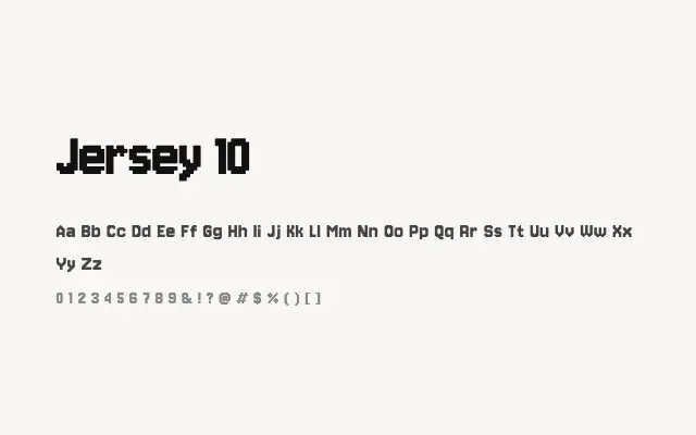 Jersey 10 specimen from Google Fonts
