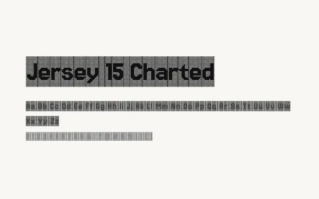 Jersey 15 Charted specimen from Google Fonts