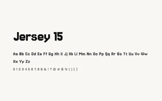 Jersey 15 specimen from Google Fonts