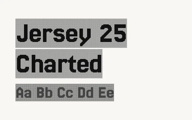 Jersey 25 Charted specimen from Google Fonts
