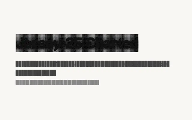 Jersey 25 Charted specimen from Google Fonts