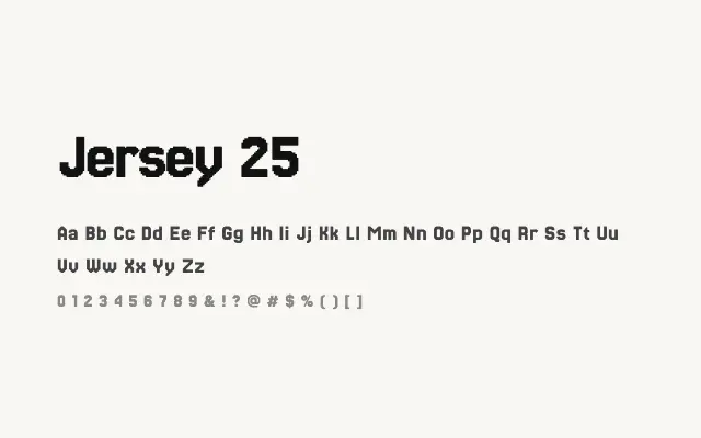 Jersey 25 specimen from Google Fonts